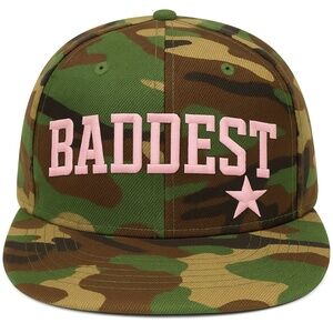 Baddest Camo Snapback Hat Pink Embroidered Streetwear Baseball Cap Trendy Baddie